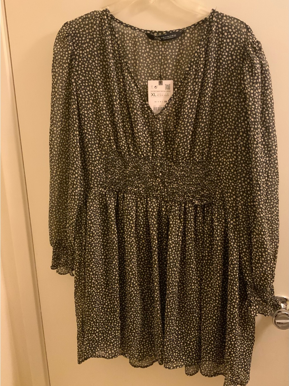 Zara Black Dress with White Polka Dots